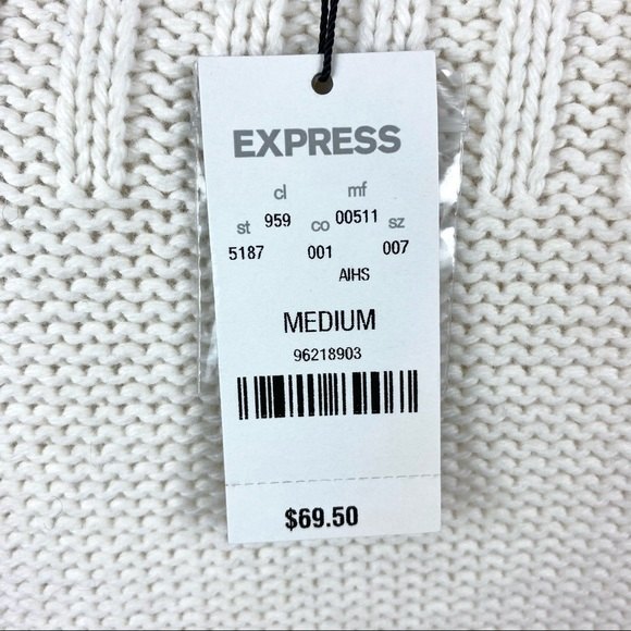 Express White Button Down Knit Sweater - Picture 6 of 9